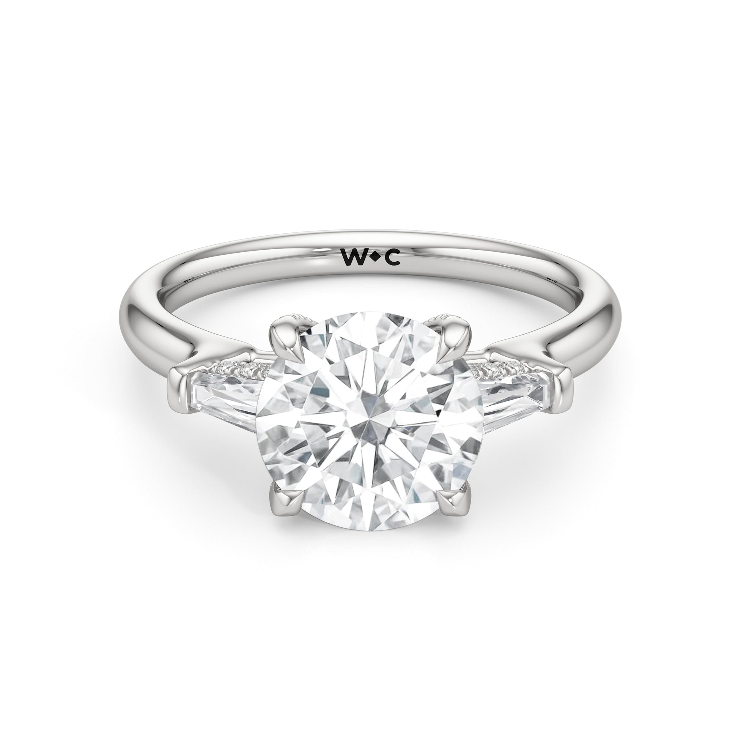 RING Elegance Baguette Three Stone Engagement Ring - Home Preview