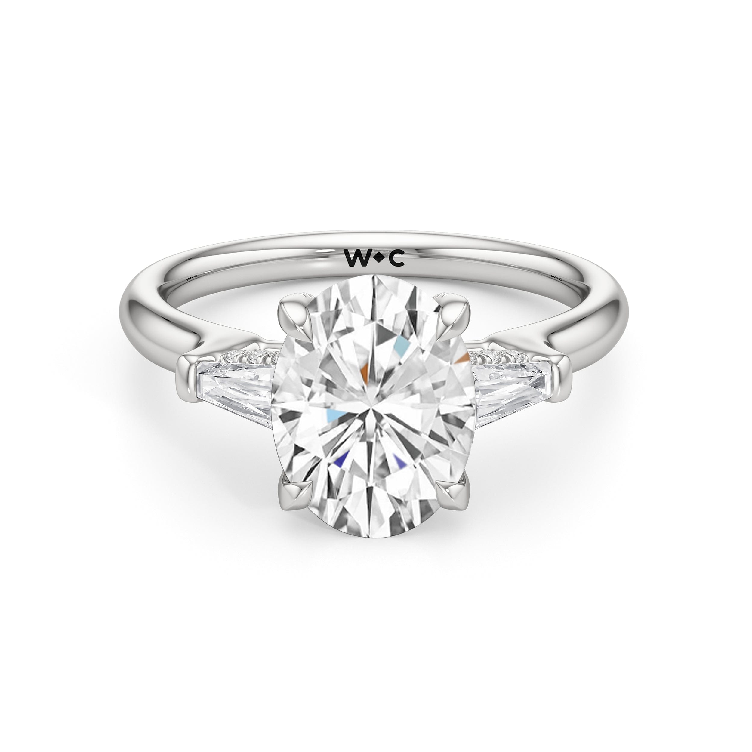 RING Elegance Baguette Three Stone Engagement Ring - Home Preview