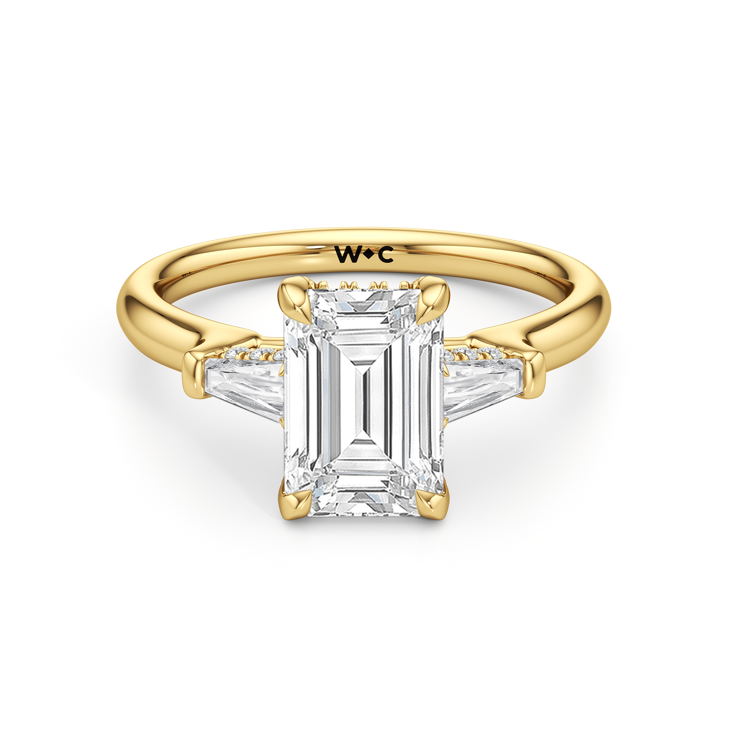 RING Elegance Baguette Three Stone Engagement Ring - Home Preview