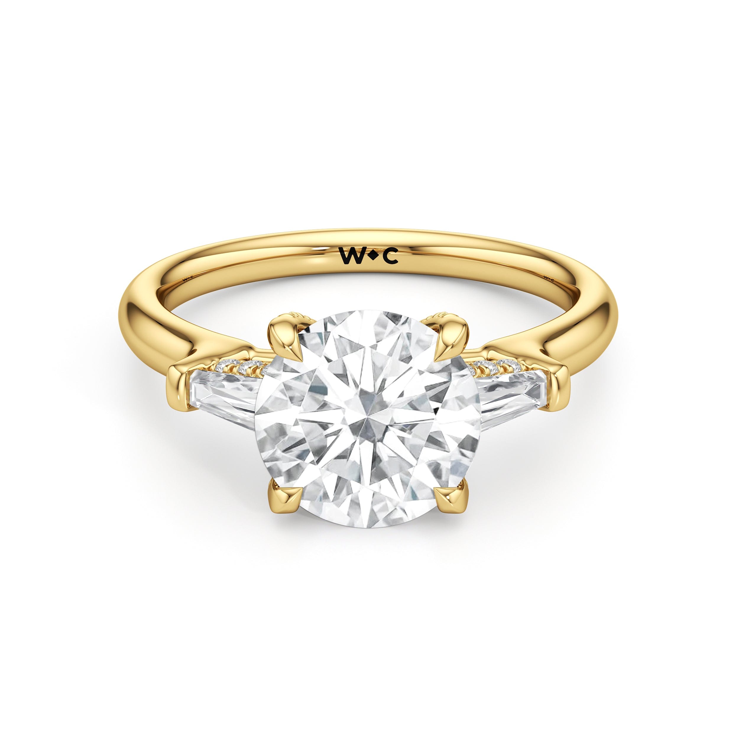 RING Elegance Baguette Three Stone Engagement Ring - Home Preview