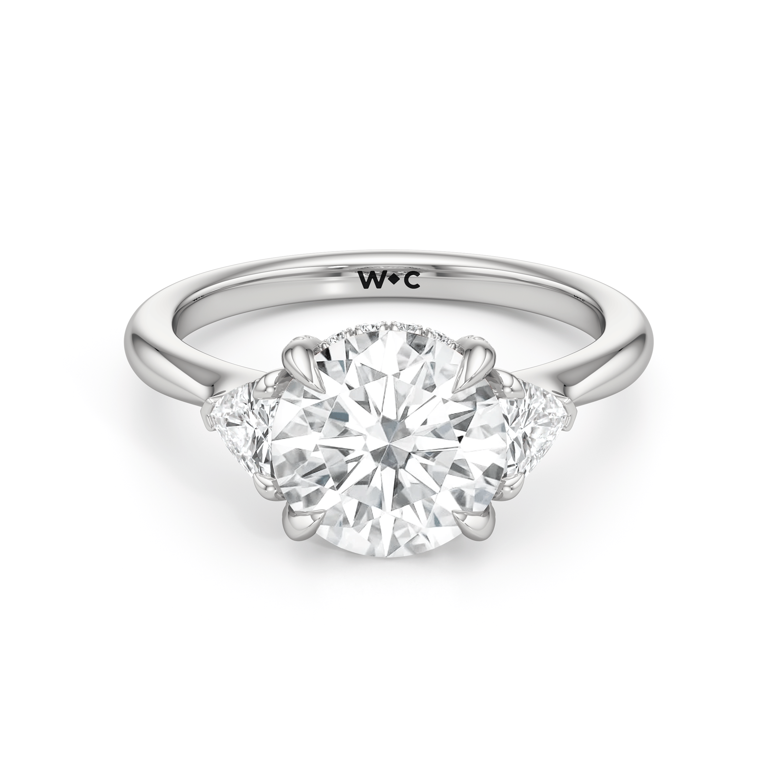 RING Elegance Trillion Side Stone Engagement Ring - Home Preview