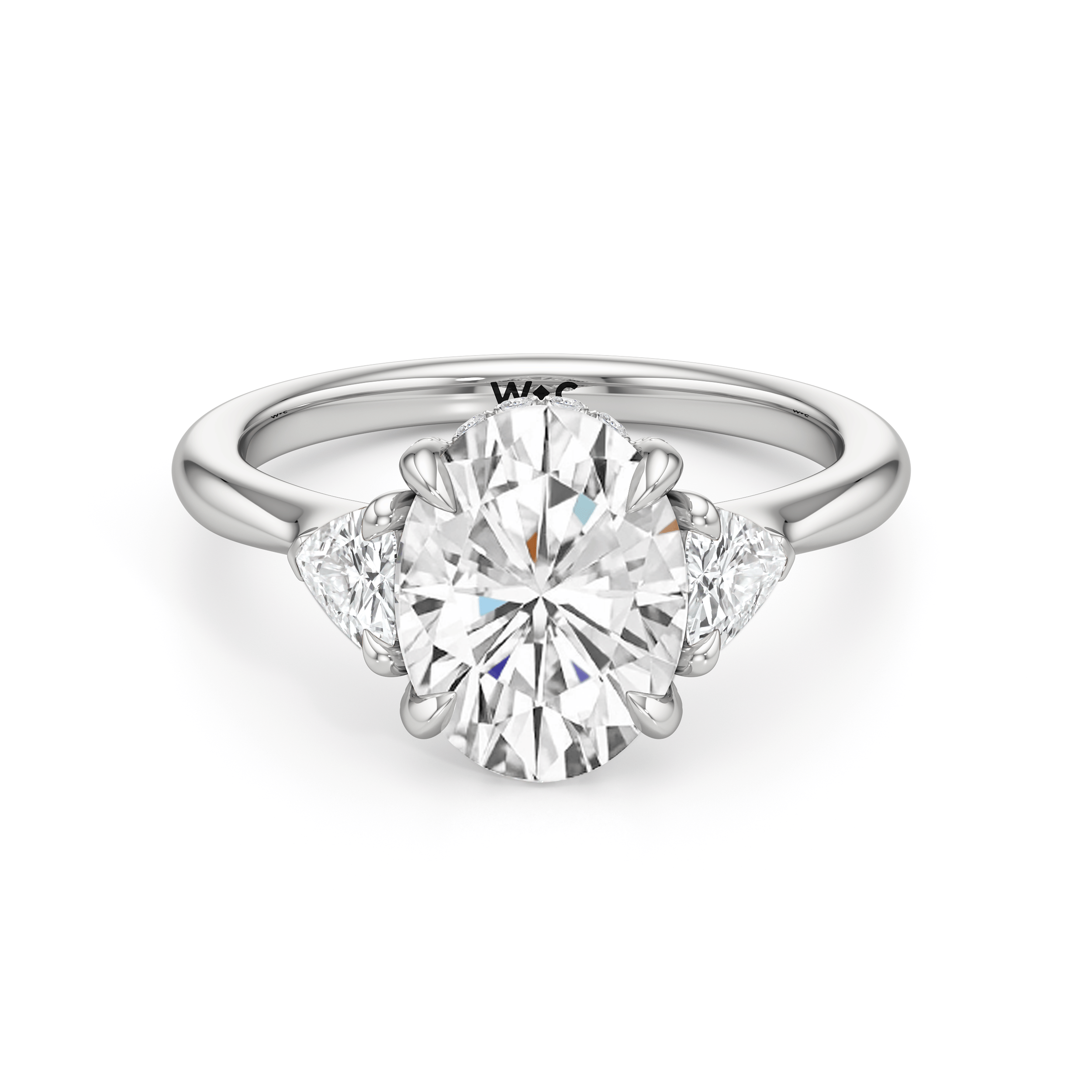 RING Elegance Trillion Side Stone Engagement Ring - Home Preview