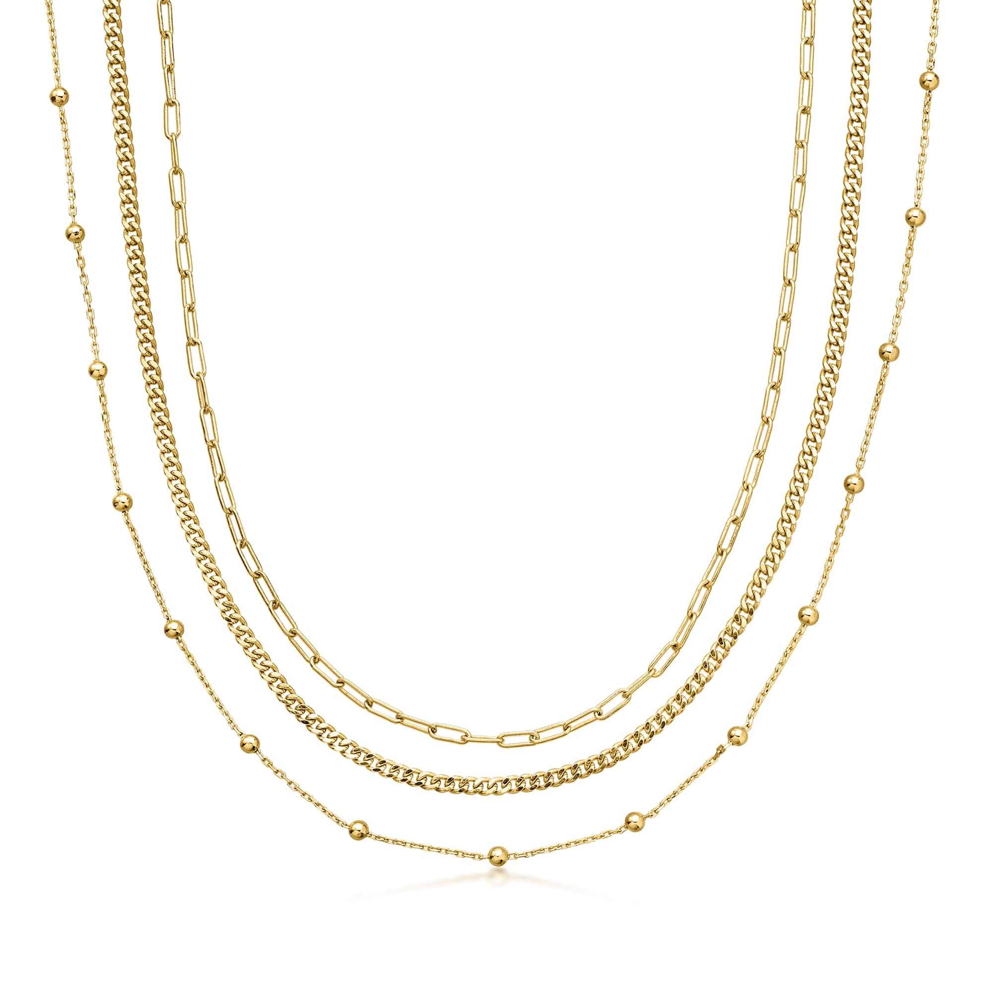 Yellow Ross - Simons 14kt Yellow Gold - Plated Jewelry Set: 3 Chain Necklaces