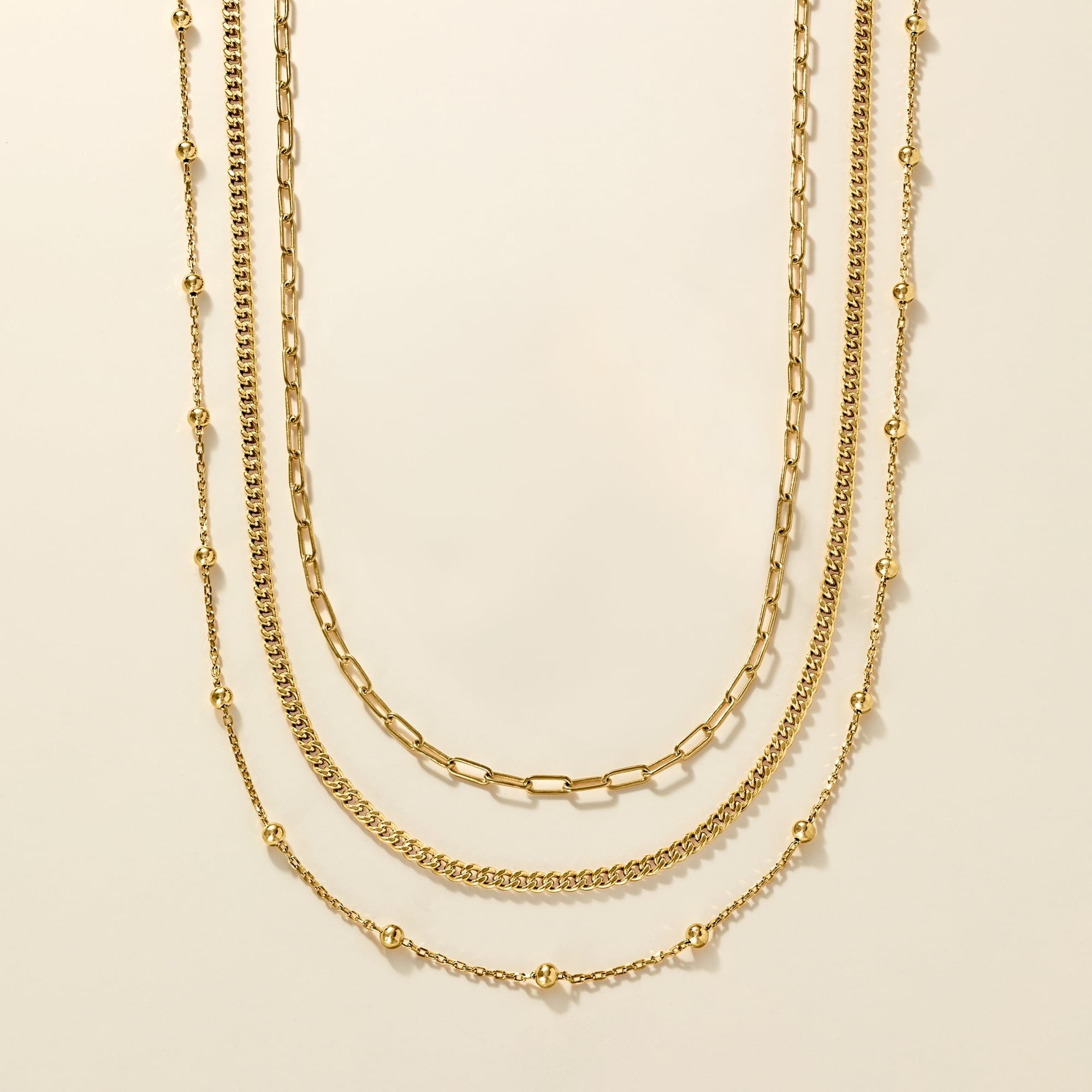 Yellow Ross - Simons 14kt Yellow Gold - Plated Jewelry Set: 3 Chain Necklaces