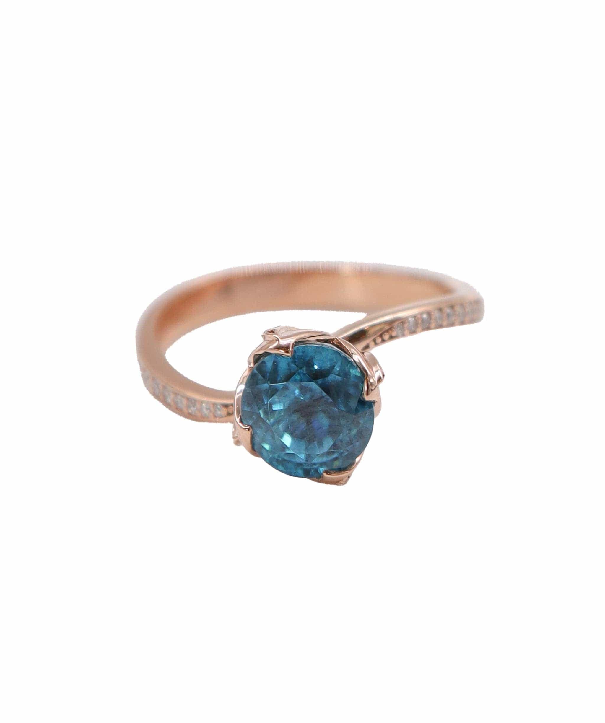 flower bud rg ring w/ diamonds 3.99ct Zircon us8 DXBD0220