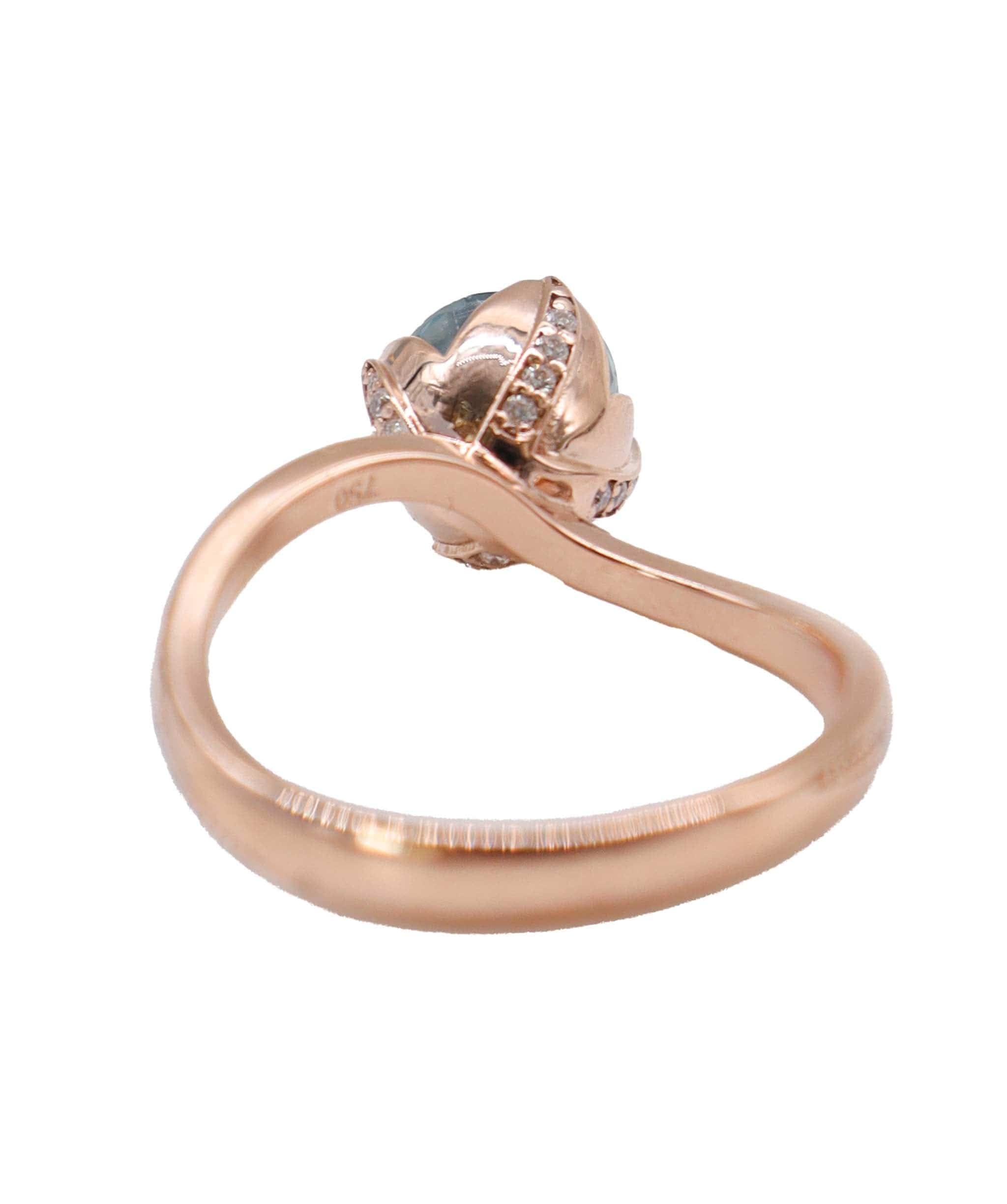 flower bud rg ring w/ diamonds 3.99ct Zircon us8 DXBD0220