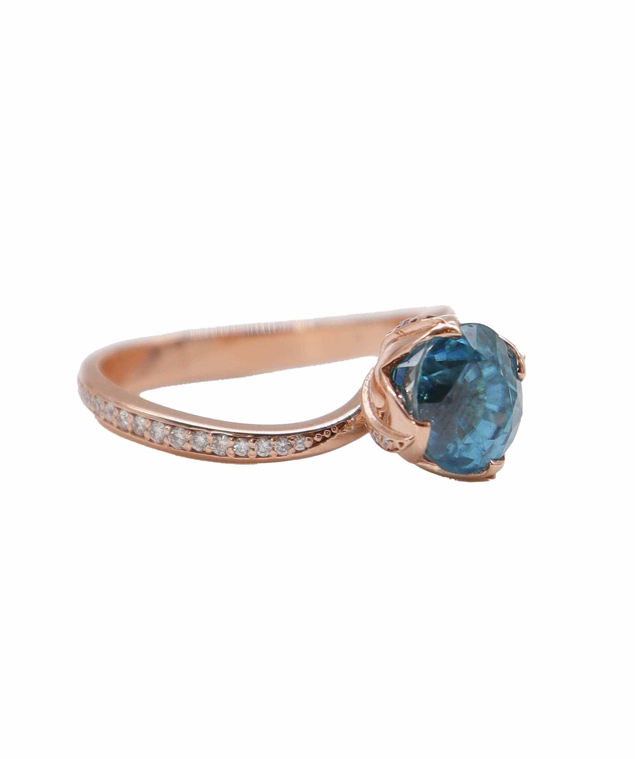 flower bud rg ring w/ diamonds 3.99ct Zircon us8 DXBD0220