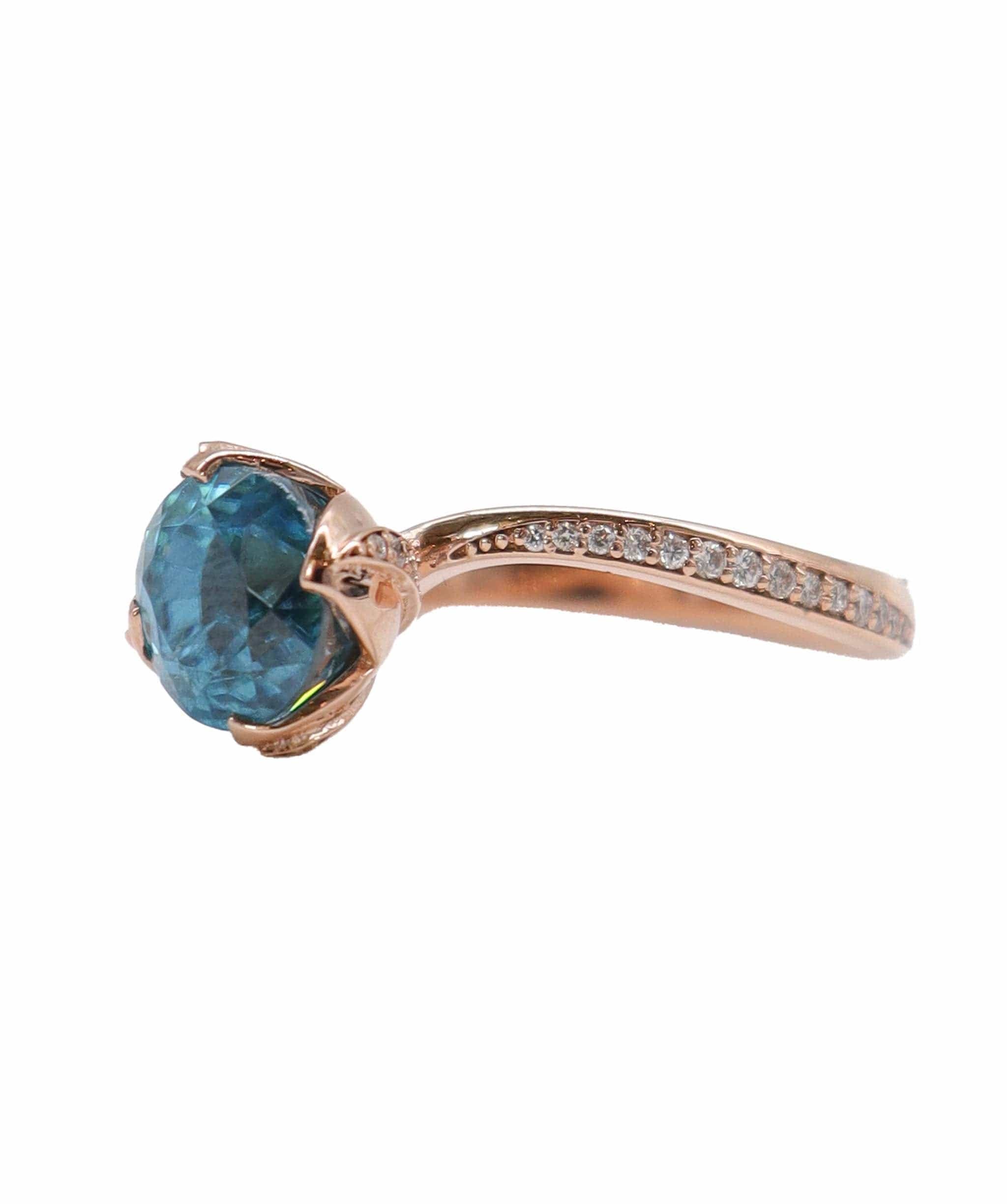 flower bud rg ring w/ diamonds 3.99ct Zircon us8 DXBD0220