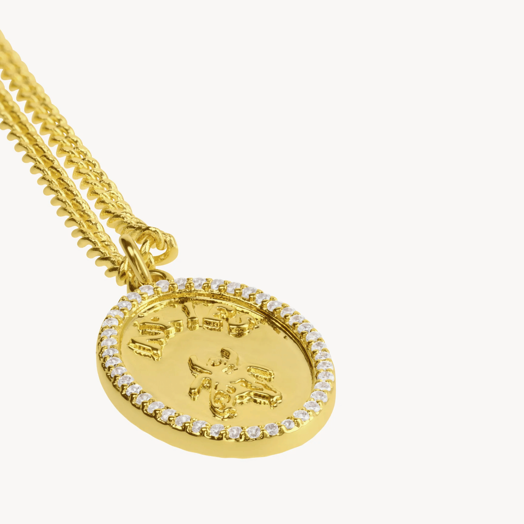 Aries Chain Necklace With Fly Paved Gold