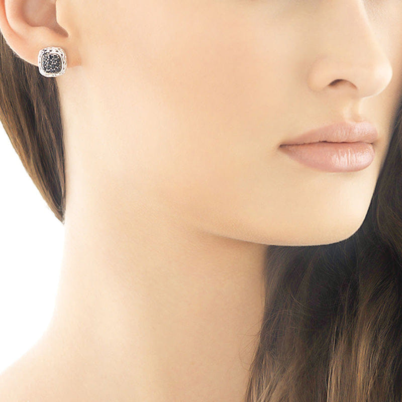 John Hardy Classic Chain Earrings with Black Sapphire