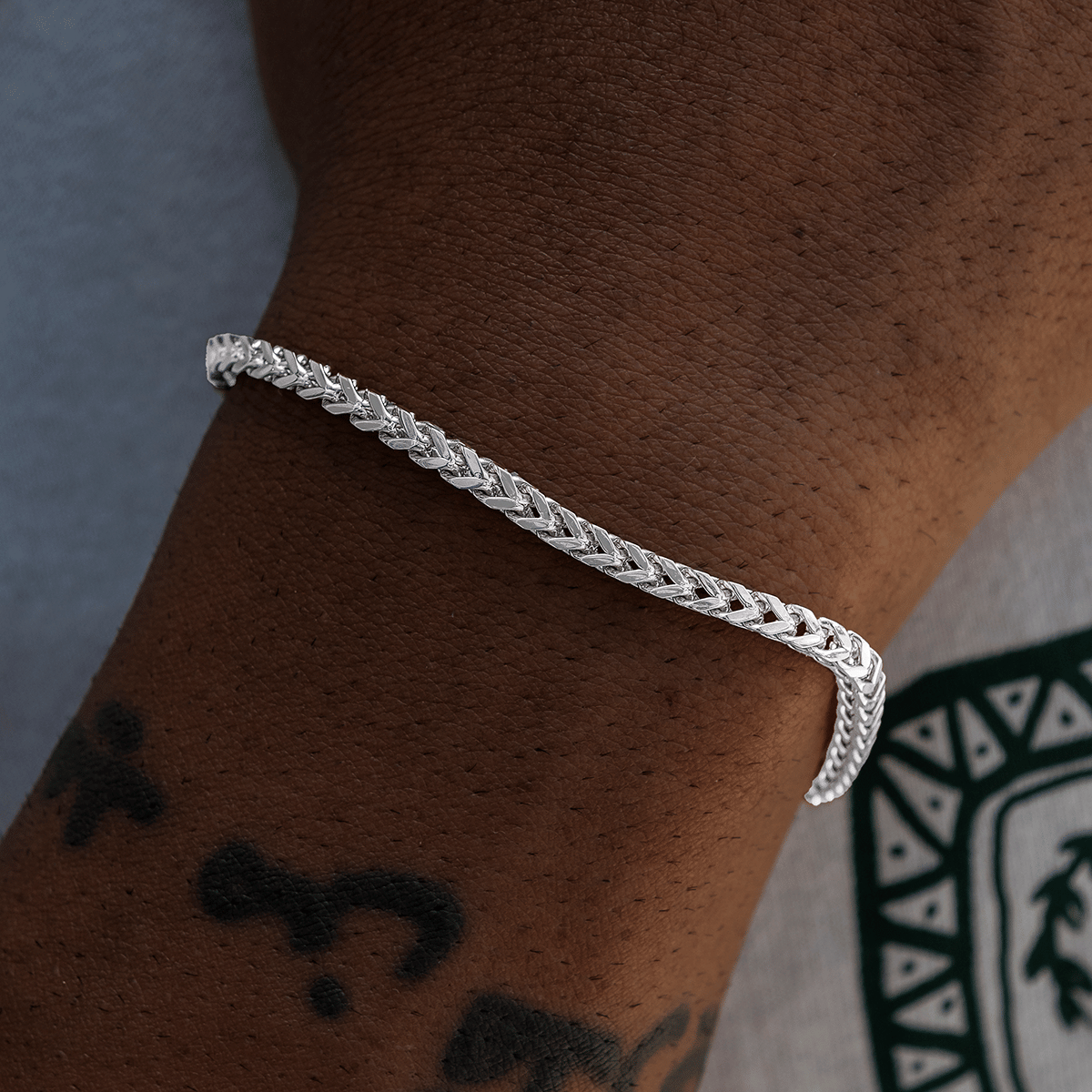 GLD PROMO SETS Franco Bracelet in White Gold - 3 mm