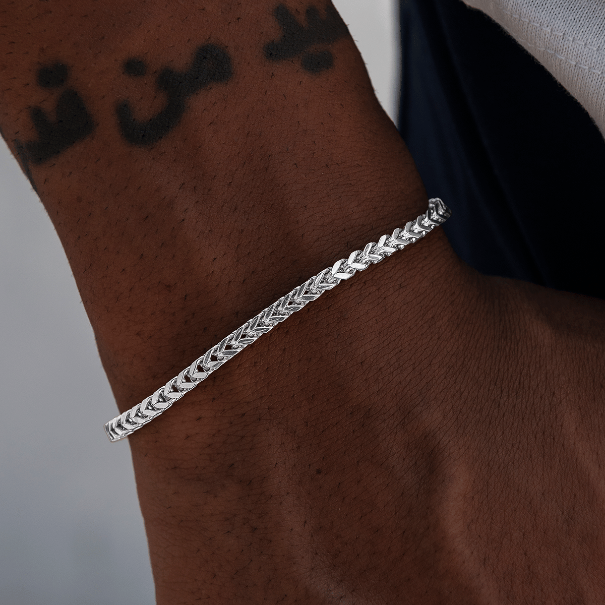 GLD Men Franco Bracelet in White Gold - 3 mm