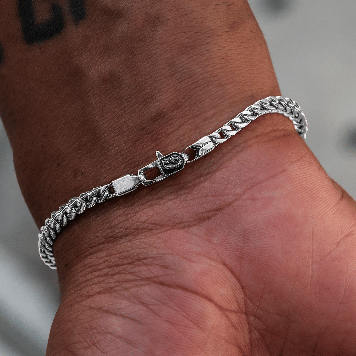 GLD Men Franco Bracelet in White Gold - 3 mm