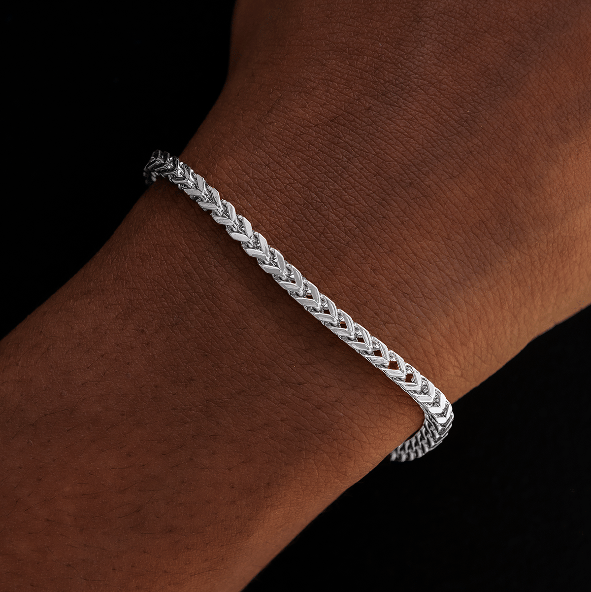 GLD Women Franco Bracelet in White Gold - 3 mm