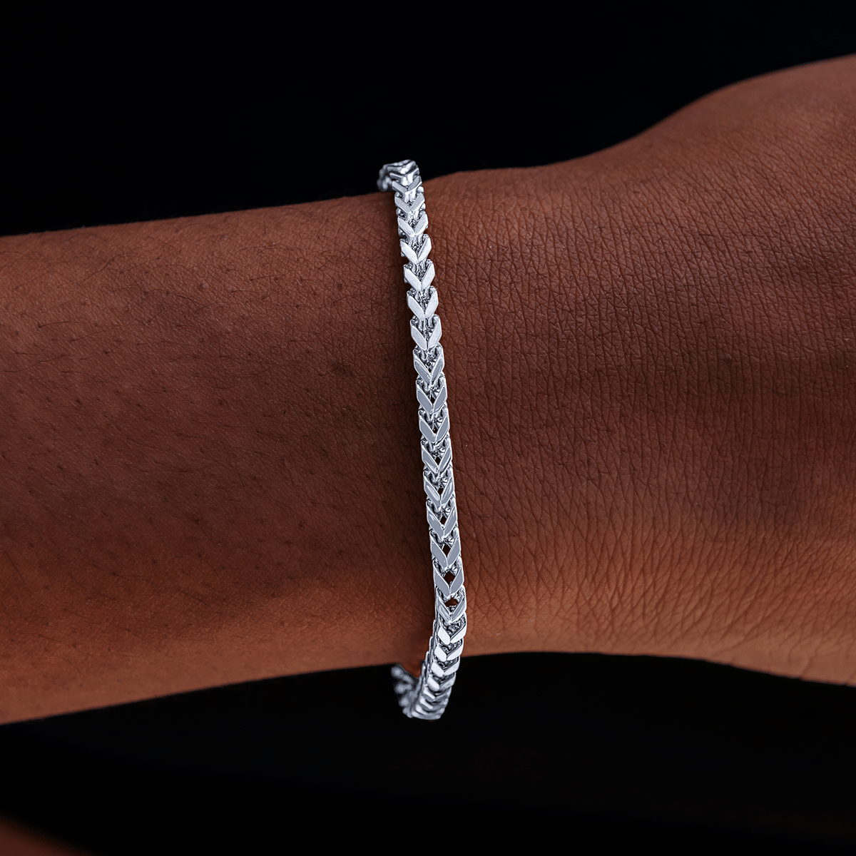 GLD Women Franco Bracelet in White Gold - 3 mm