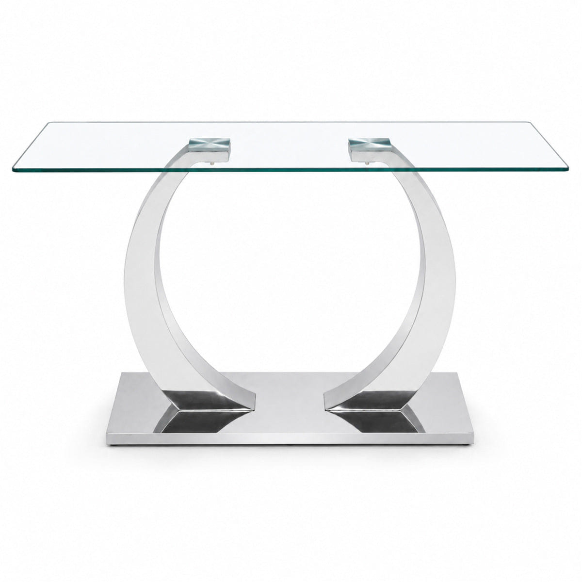 Transparent Streamdale 63" Transparent Glass Dining Table with Silvery Stainless Steel Legs