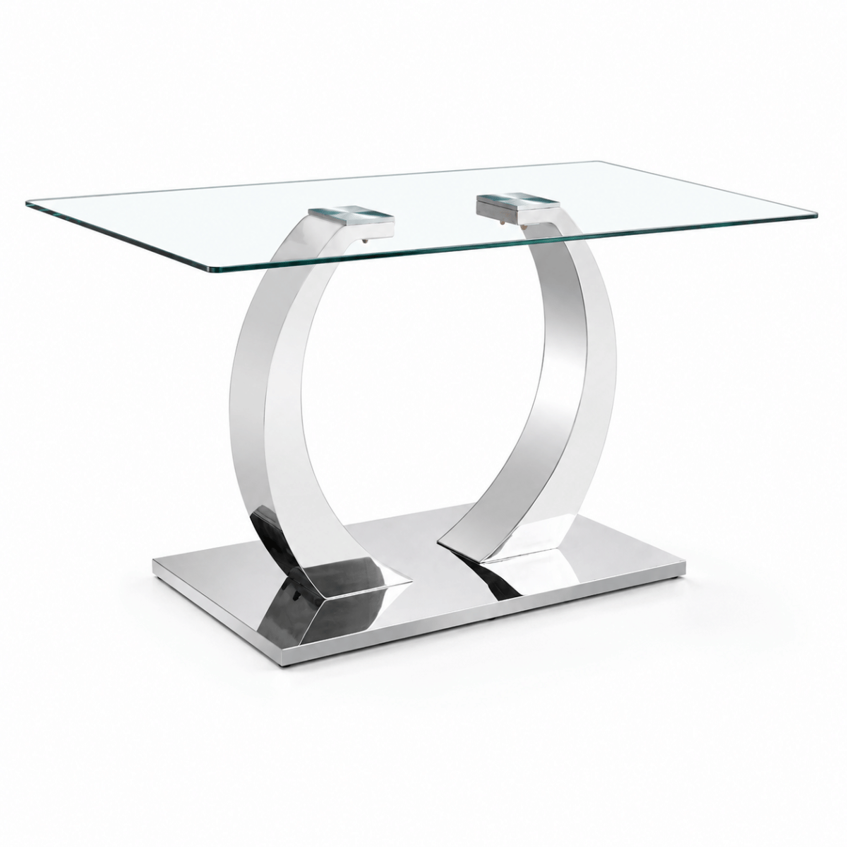 Transparent Streamdale 63" Transparent Glass Dining Table with Silvery Stainless Steel Legs