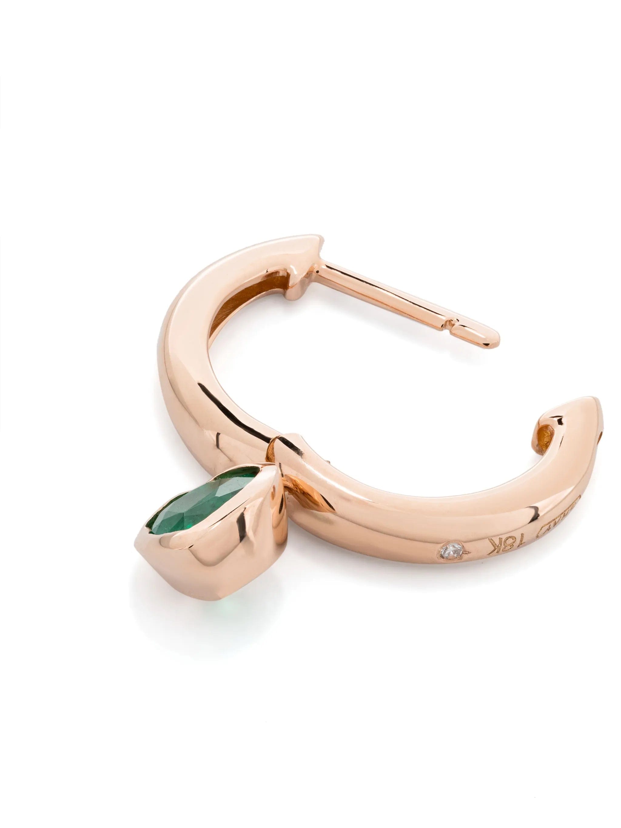 SHAY 18K rose gold heart emerald single earring