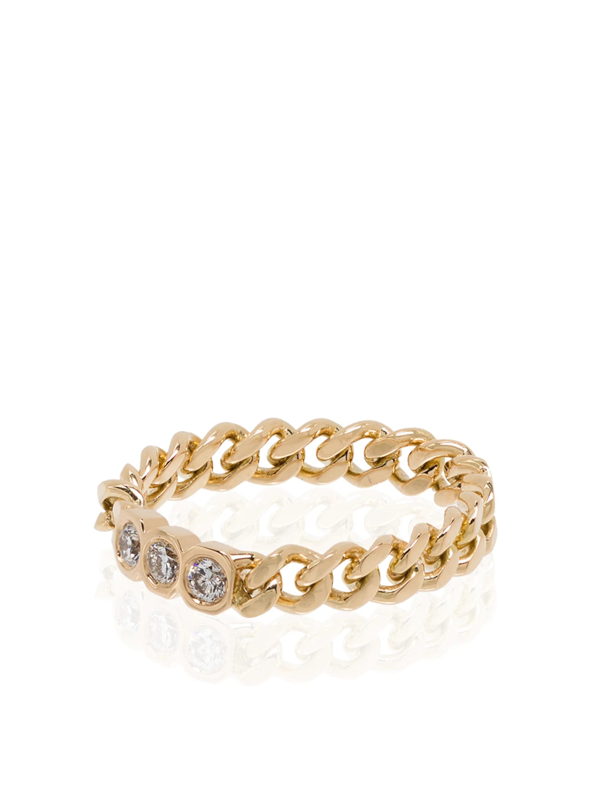 SHAY 18K yellow gold diamond chain - link ring