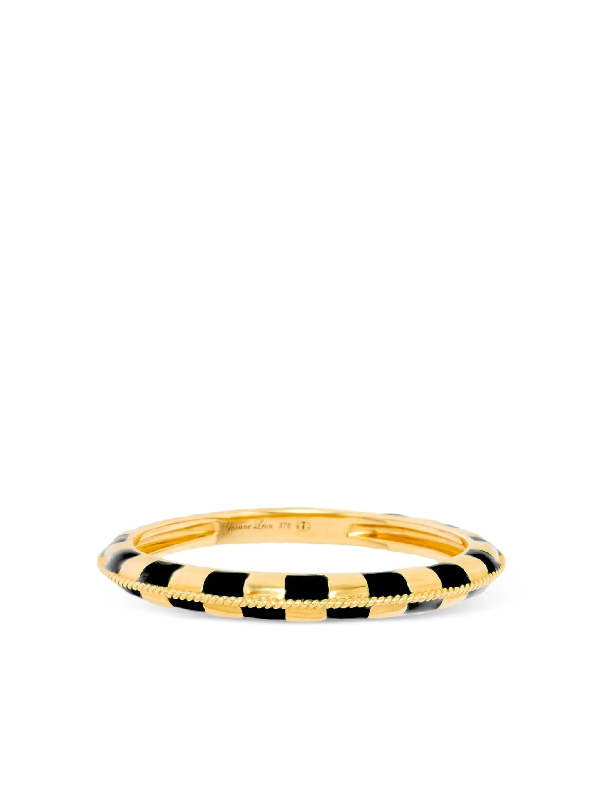 Yvonne Léon 9K yellow gold check - pattern ring