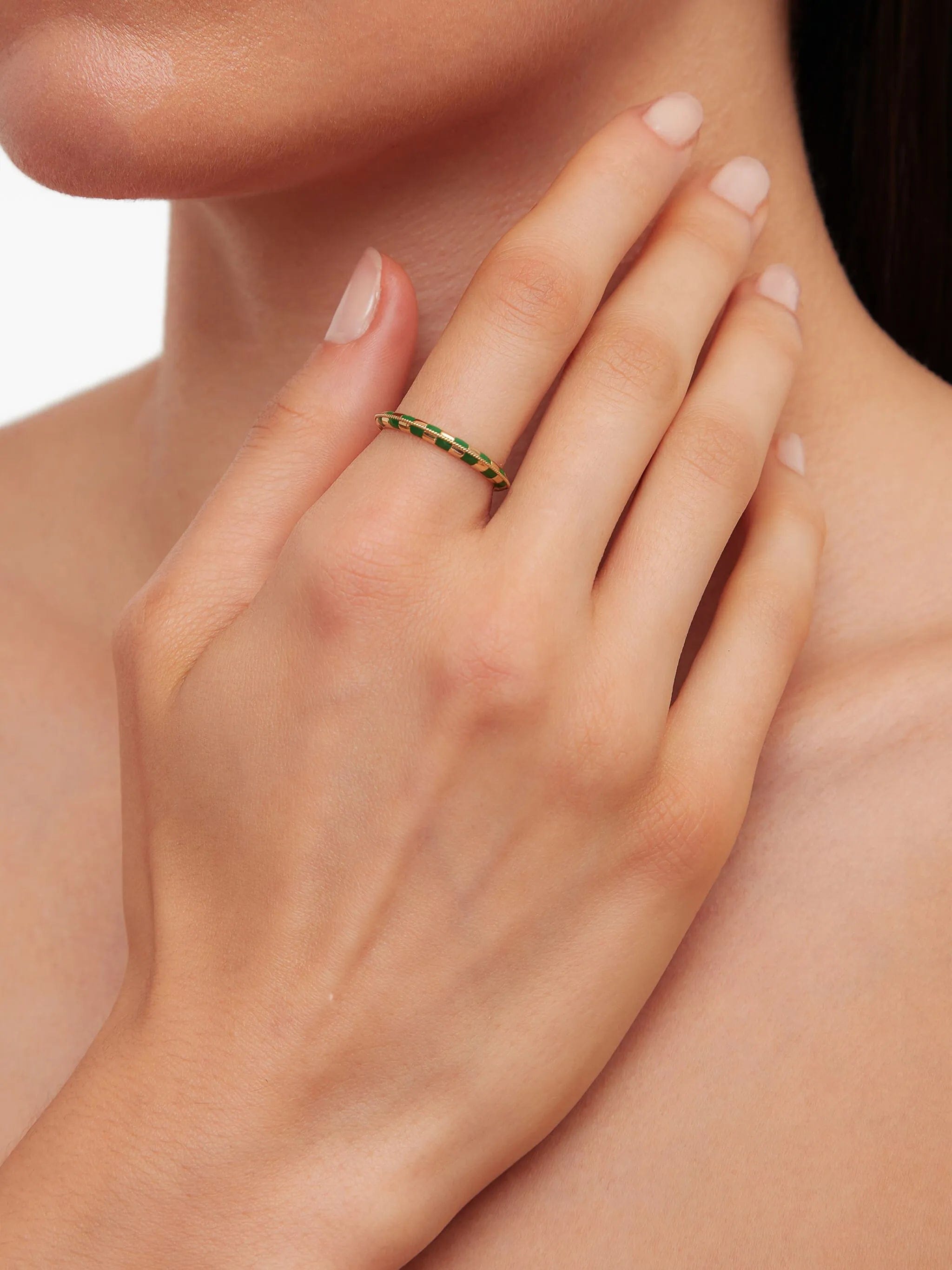 Yvonne Léon 9CT yellow gold check - pattern ring