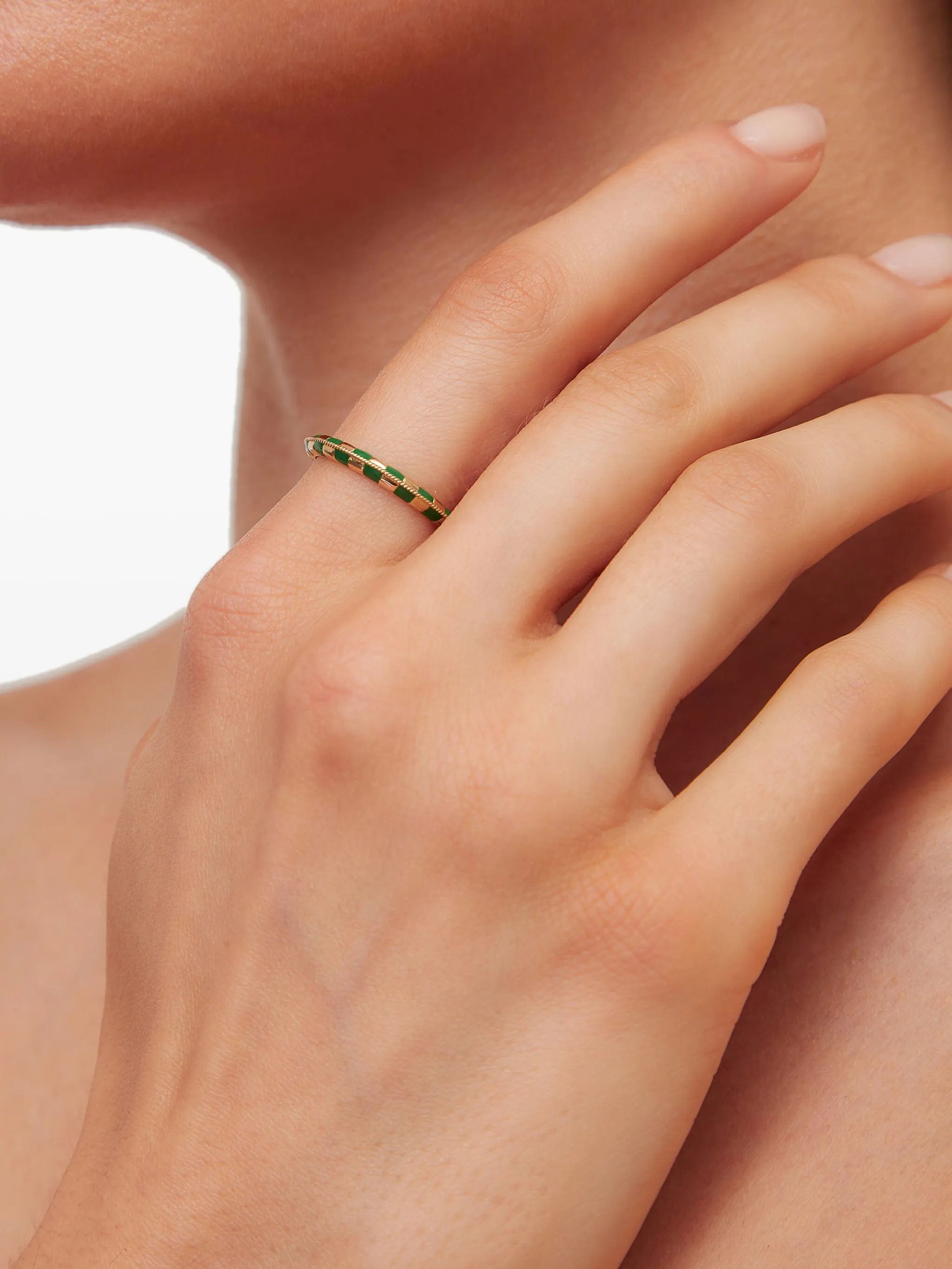 Yvonne Léon 9CT yellow gold check - pattern ring