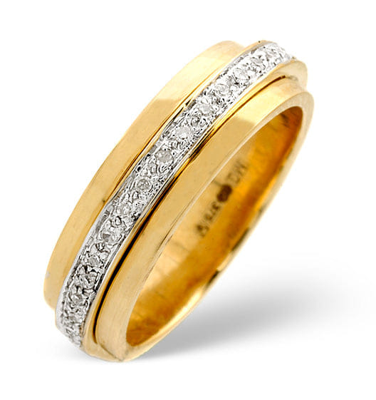 Diamond Spinners Ring 0.25CT Diamond 9K Yellow Gold - SIZE I.5