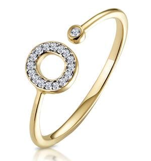 Diamond Initial O Ring 0.07ct set in 9K Gold