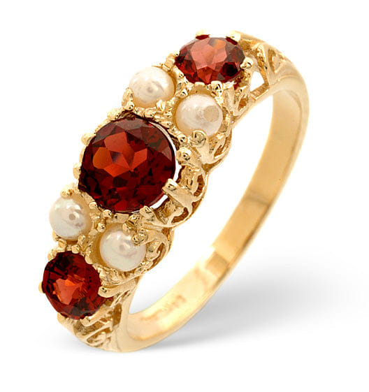 Yellow Garnet And Pearl 9K Yellow Gold Ring