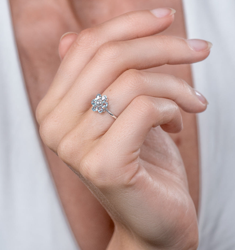 WHITE* Stellato Collection Blue Topaz Ring in 9K White Gold - SIZE N