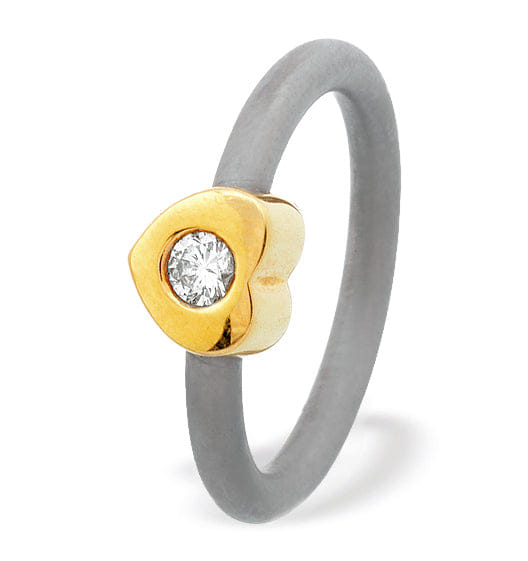 RING 18K Gold Love Heart Design Titanium Ring