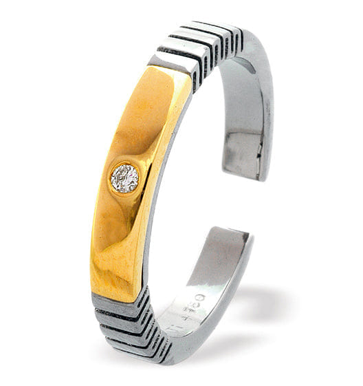 RING 18K Gold Single Stone Titanium Ring - SIZE L