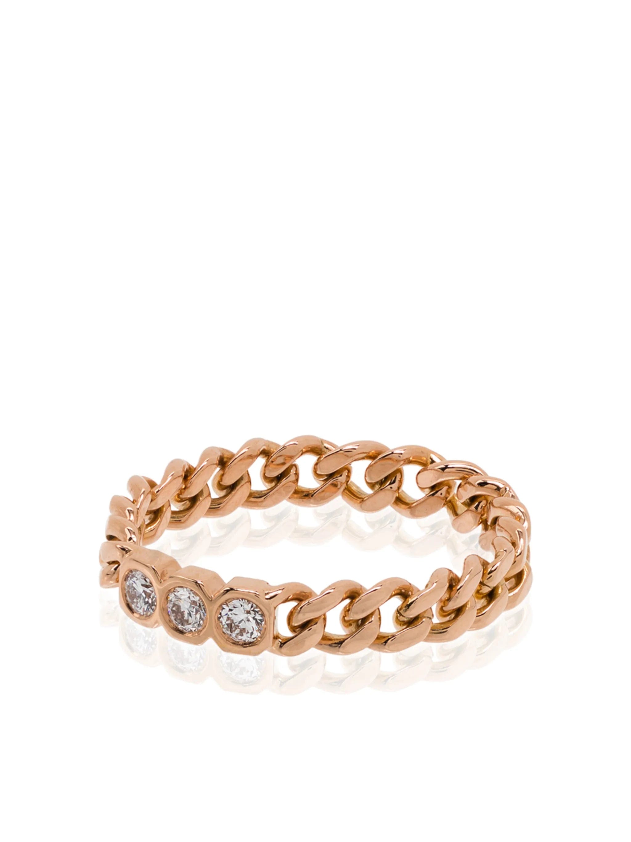 SHAY 18K rose gold chain - link diamond ring