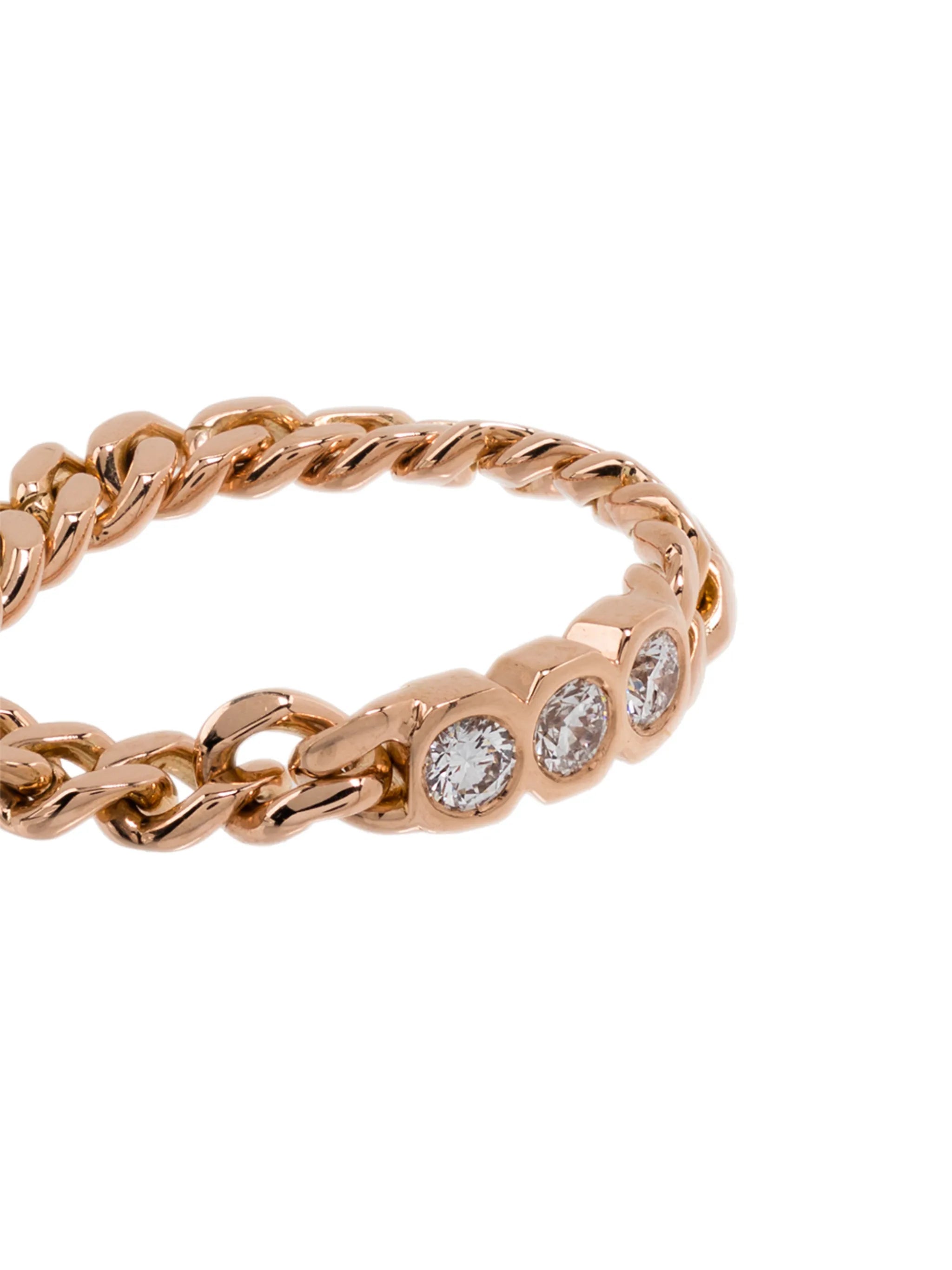 SHAY 18K rose gold chain - link diamond ring