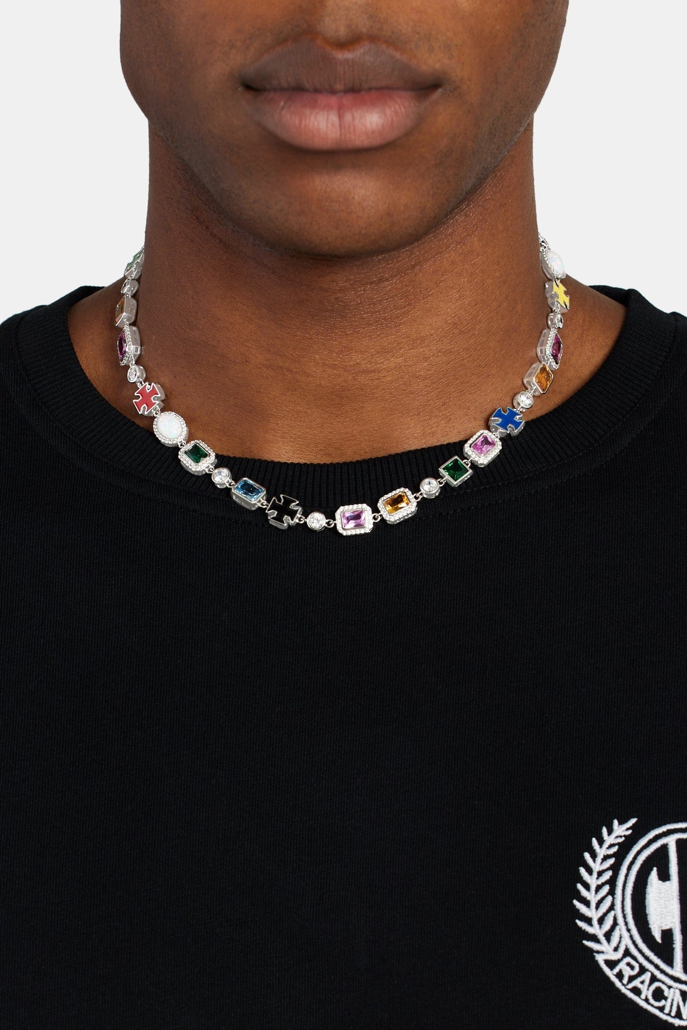 Cernucci Multi Gemstone Motif Necklace - 10 mm
