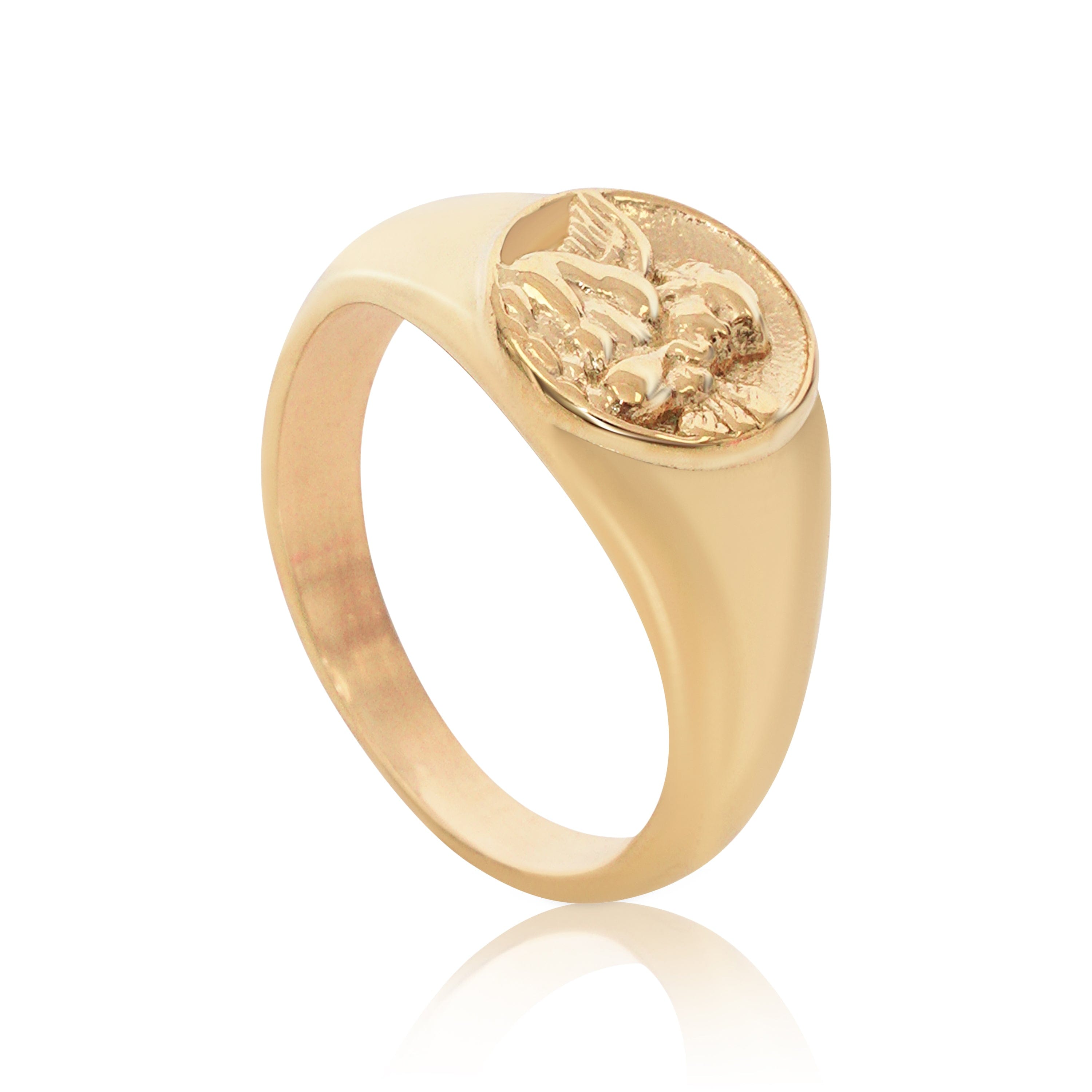 UN:IK Jewellery Angel Signet Ring - Gold