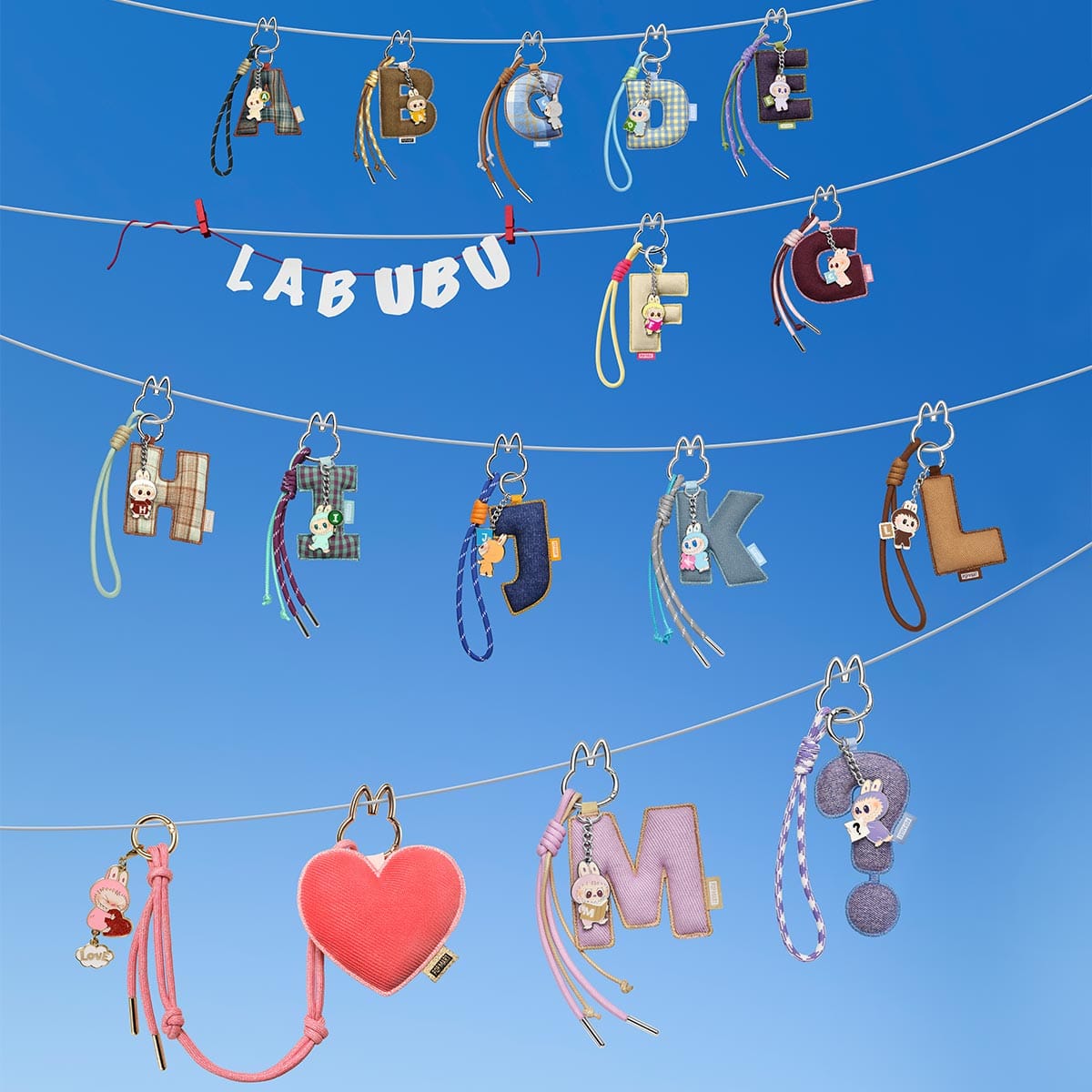 MY Funbox Official Store POPMART Labubu Pin for Love Series - Letter Pendant Blind Box (A - M)