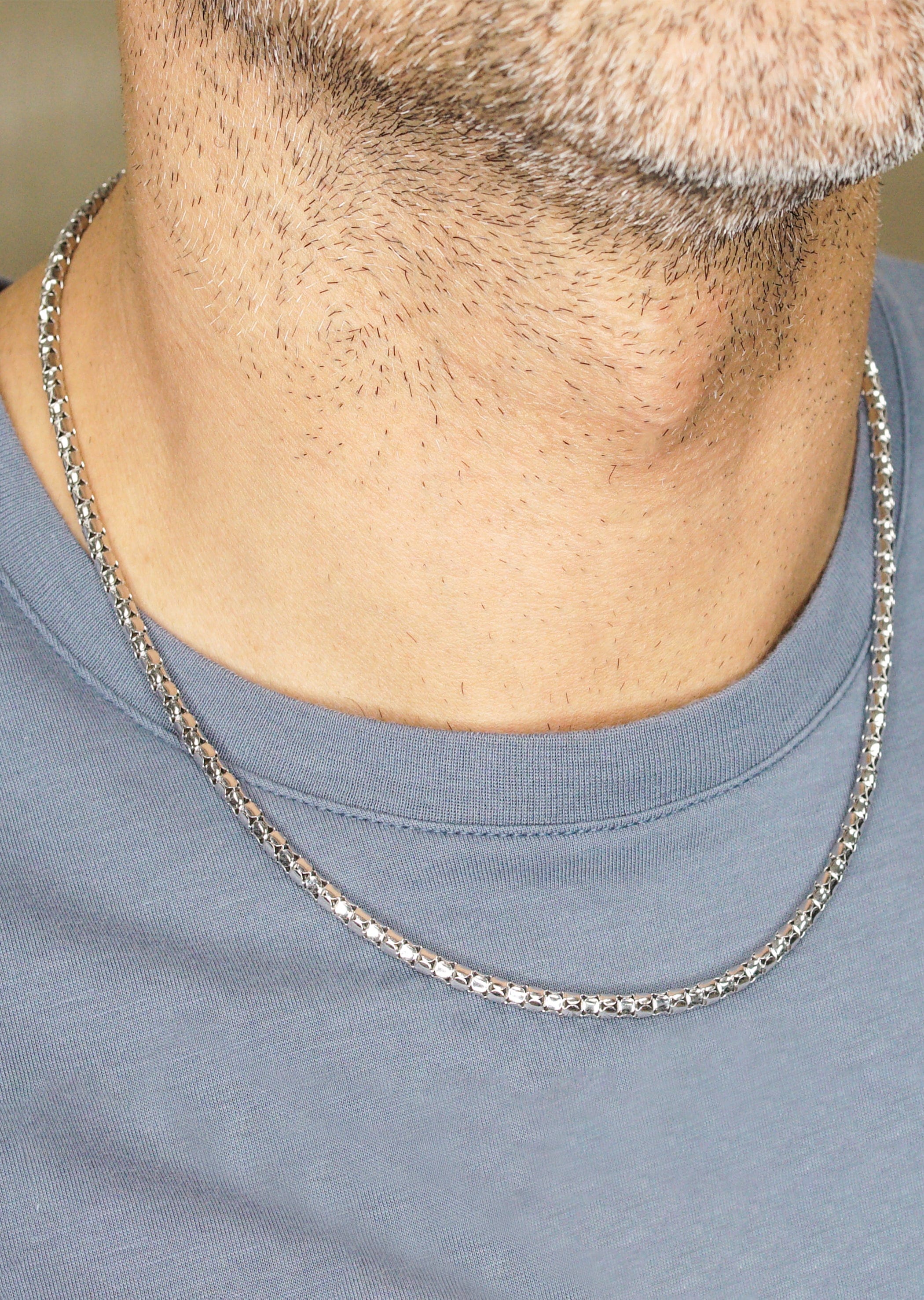 Manufacturer 43 Silver Chain - Mens White Chain / Coreana Chain / 2 mm