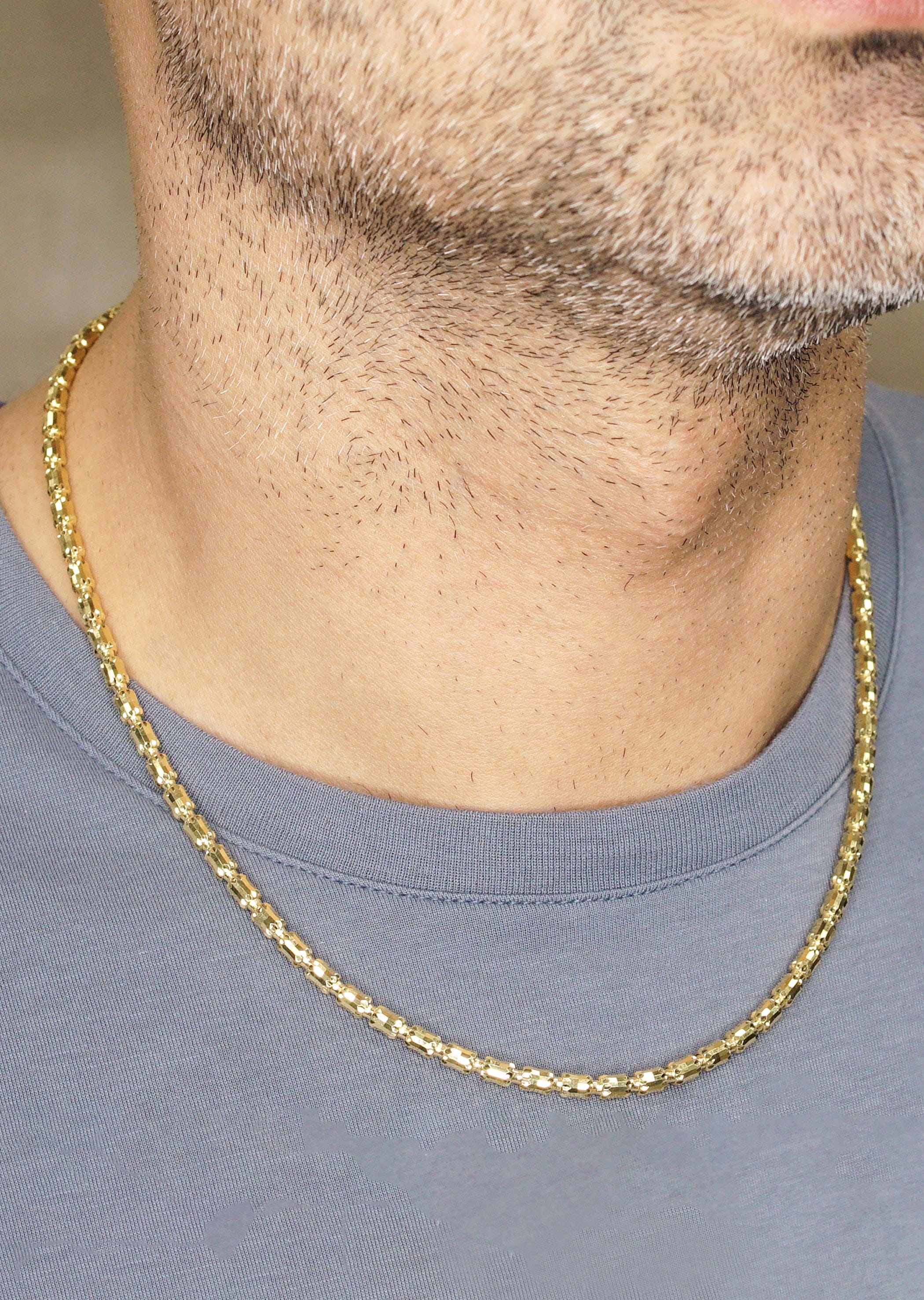 Manufacturer 43 Silver Chain - Mens Gold Chain / Barrel Chain / 4 mm