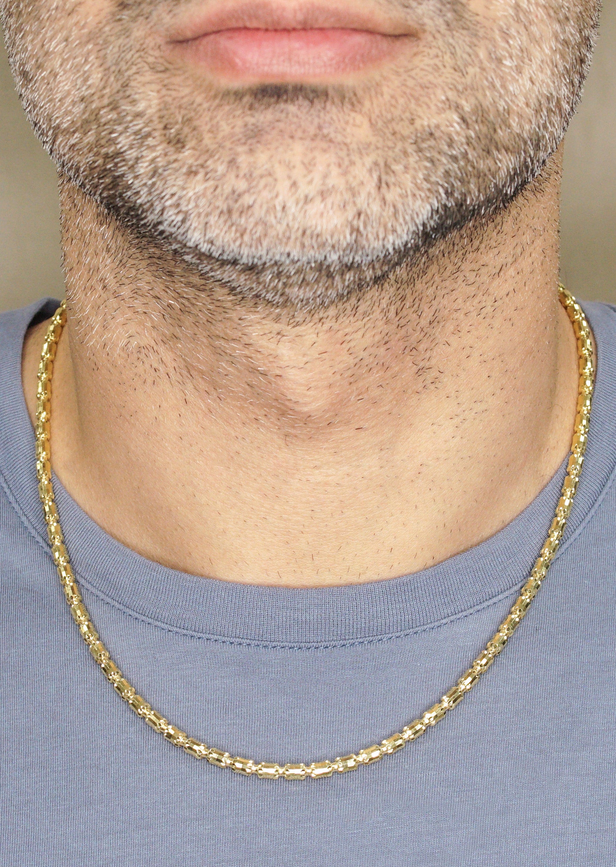 Manufacturer 43 Silver Chain - Mens Gold Chain / Barrel Chain / 4 mm