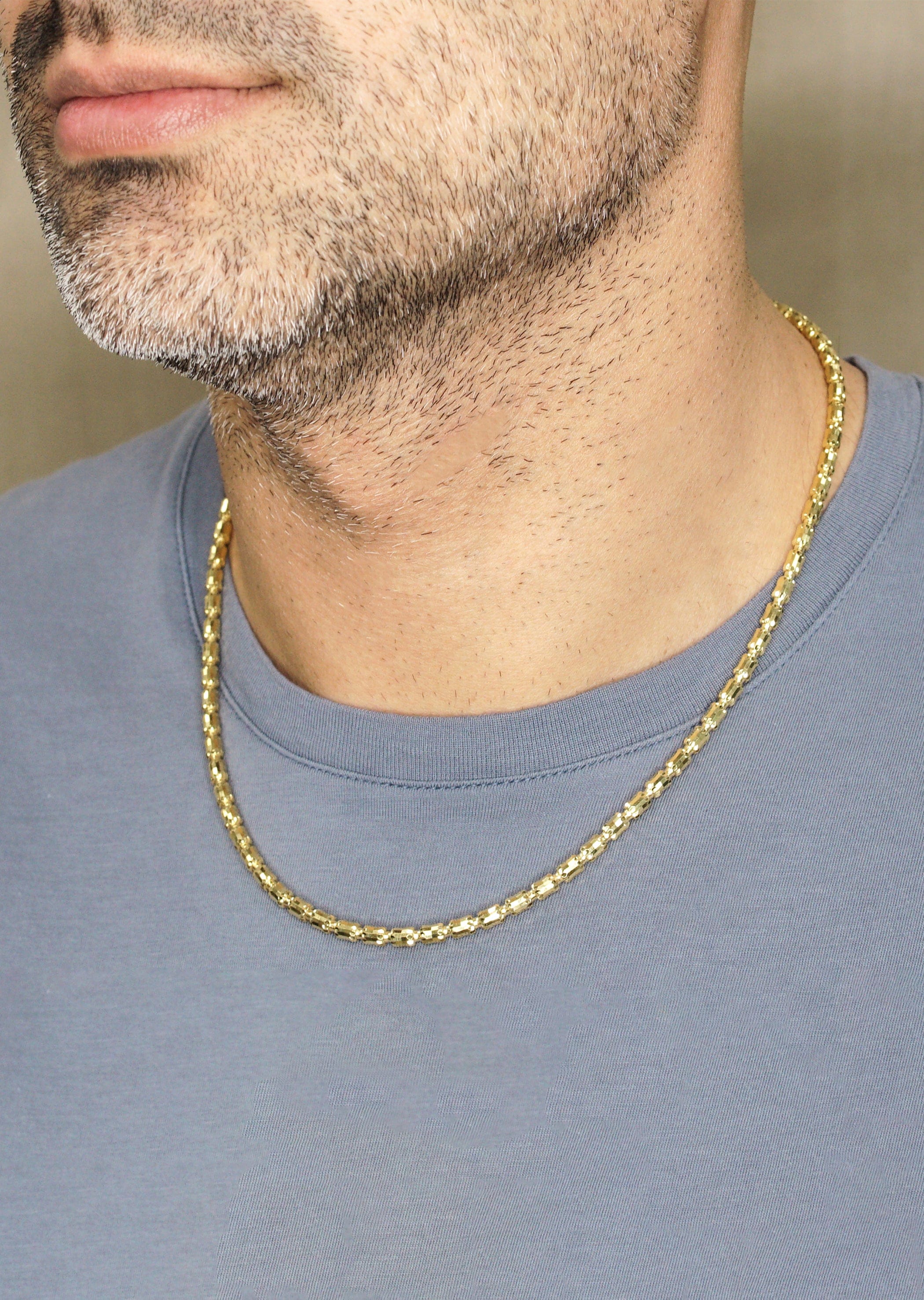 Manufacturer 43 Silver Chain - Mens Gold Chain / Barrel Chain / 4 mm
