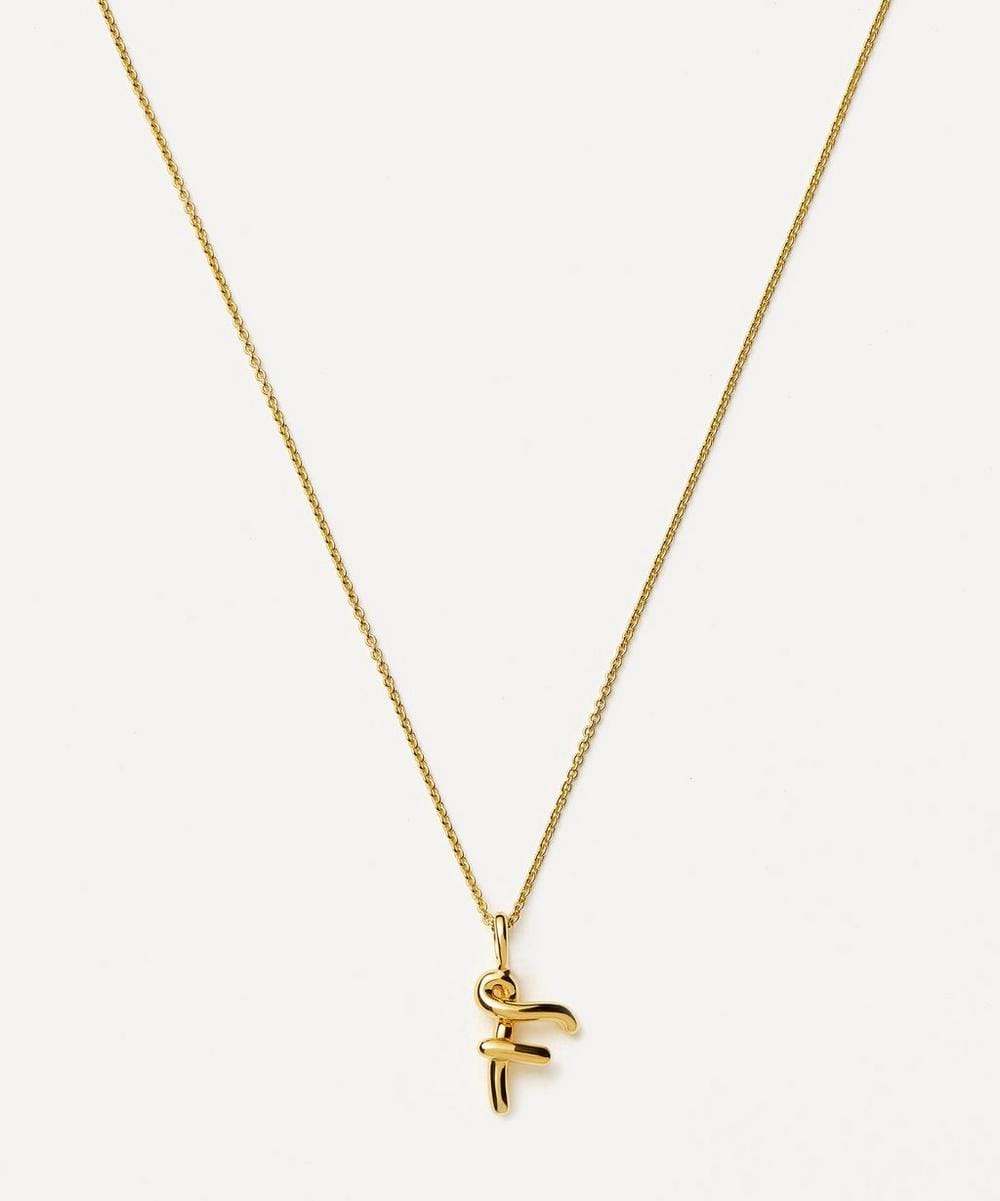 Missoma 18ct Gold - Plated Vermeil Silver Curly Molten Mini F Initial Pendant Necklace