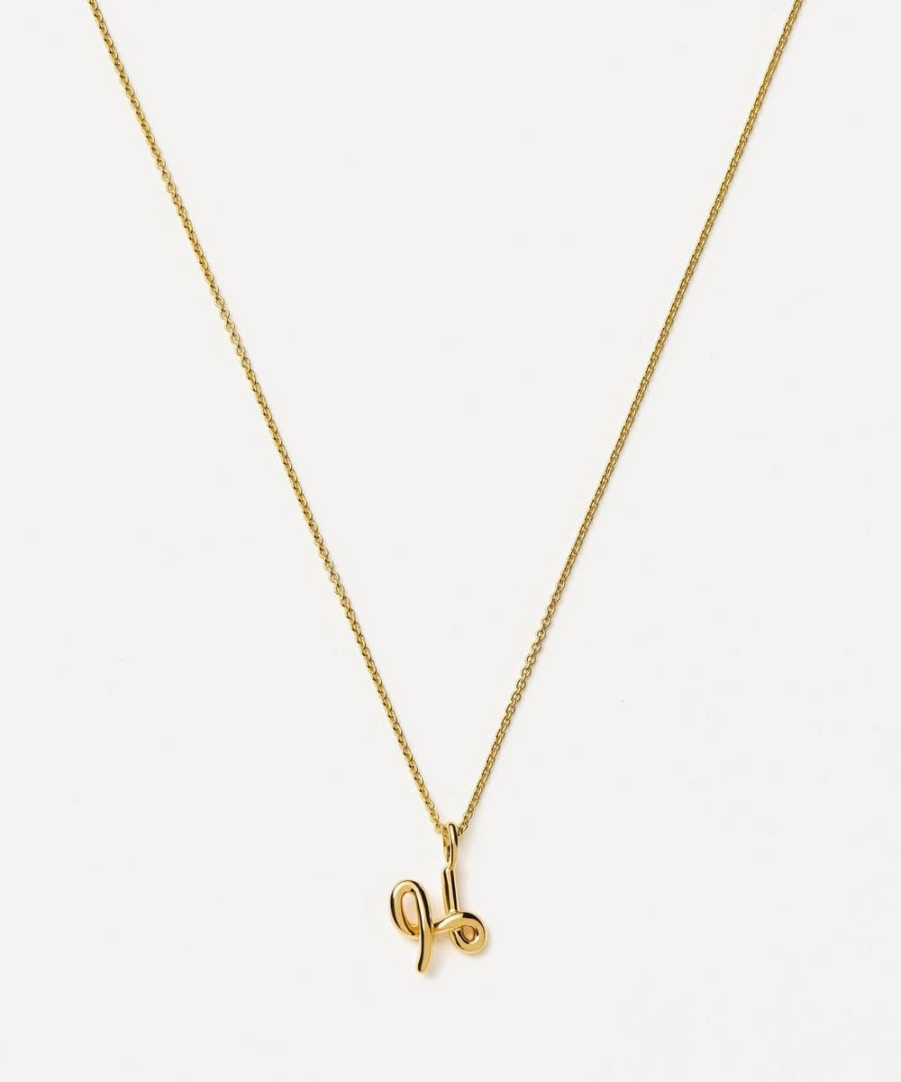 Missoma 18ct Gold - Plated Vermeil Silver Curly Molten Mini H Initial Pendant Necklace