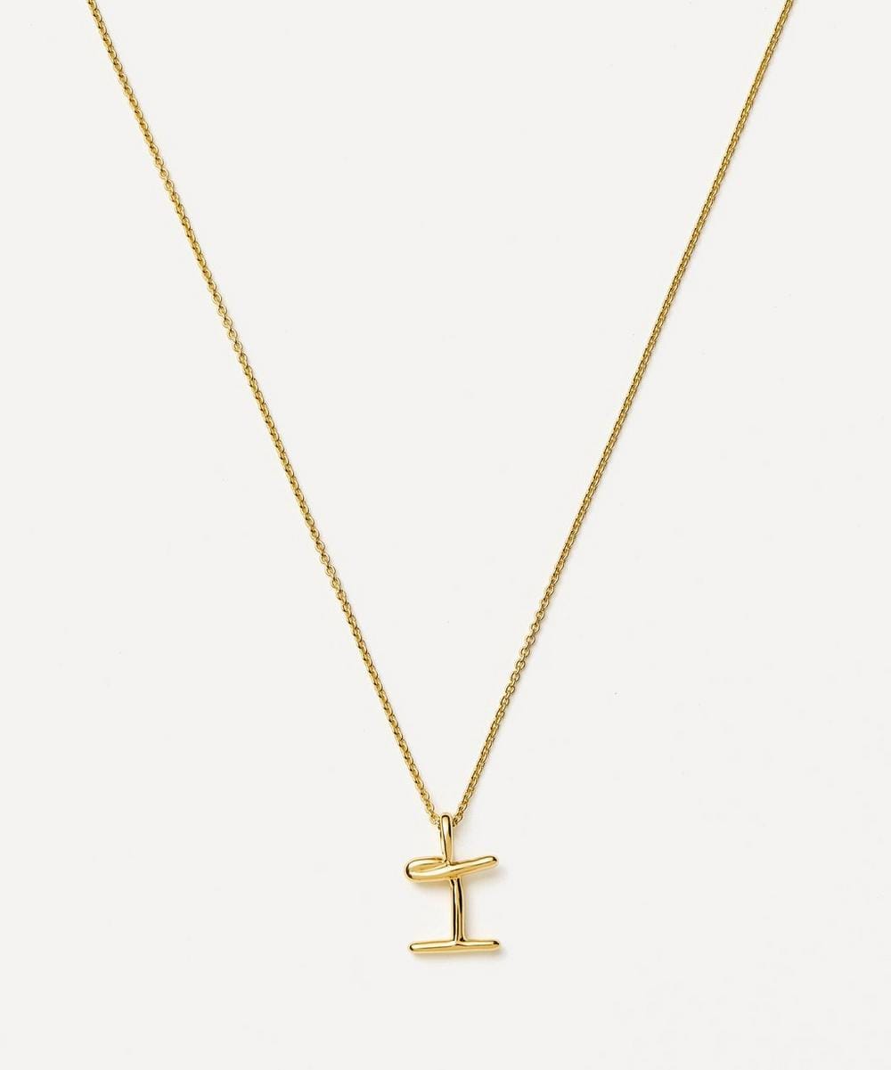 Missoma 18ct Gold - Plated Vermeil Silver Curly Molten Mini I Initial Pendant Necklace