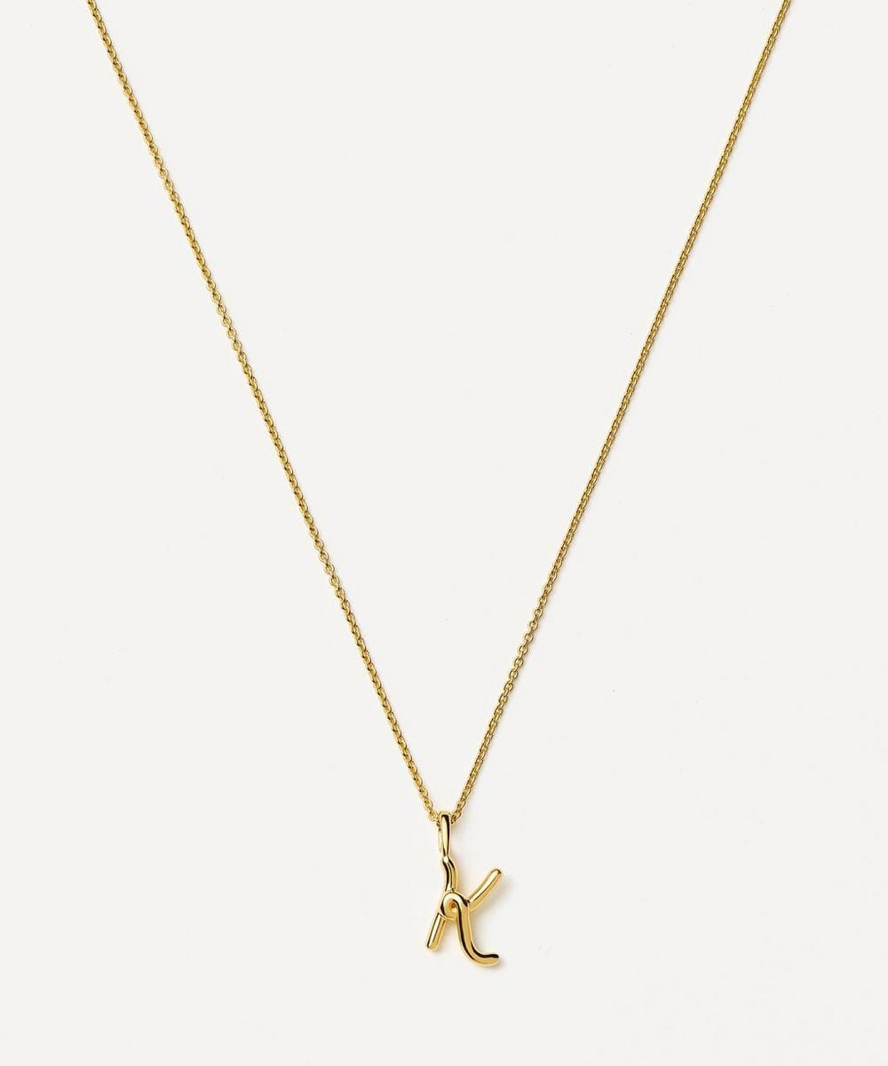 Missoma 18ct Gold - Plated Vermeil Silver Curly Molten Mini K Initial Pendant Necklace