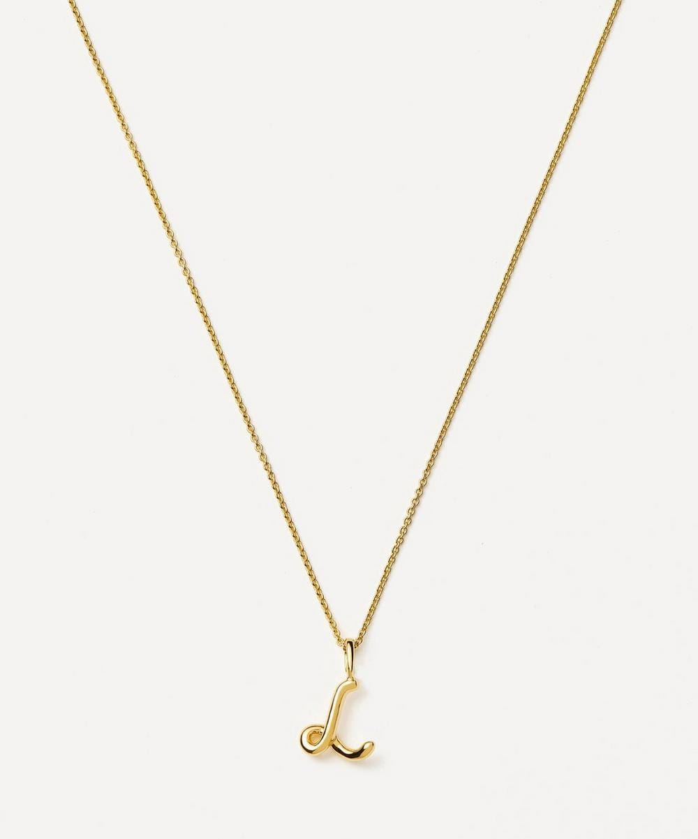 Missoma 18ct Gold - Plated Vermeil Silver Curly Molten Mini L Initial Pendant Necklace