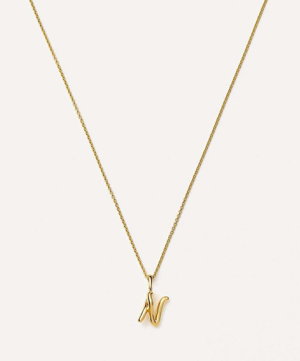 Missoma 18ct Gold - Plated Vermeil Silver Curly Molten Mini N Initial Pendant Necklace