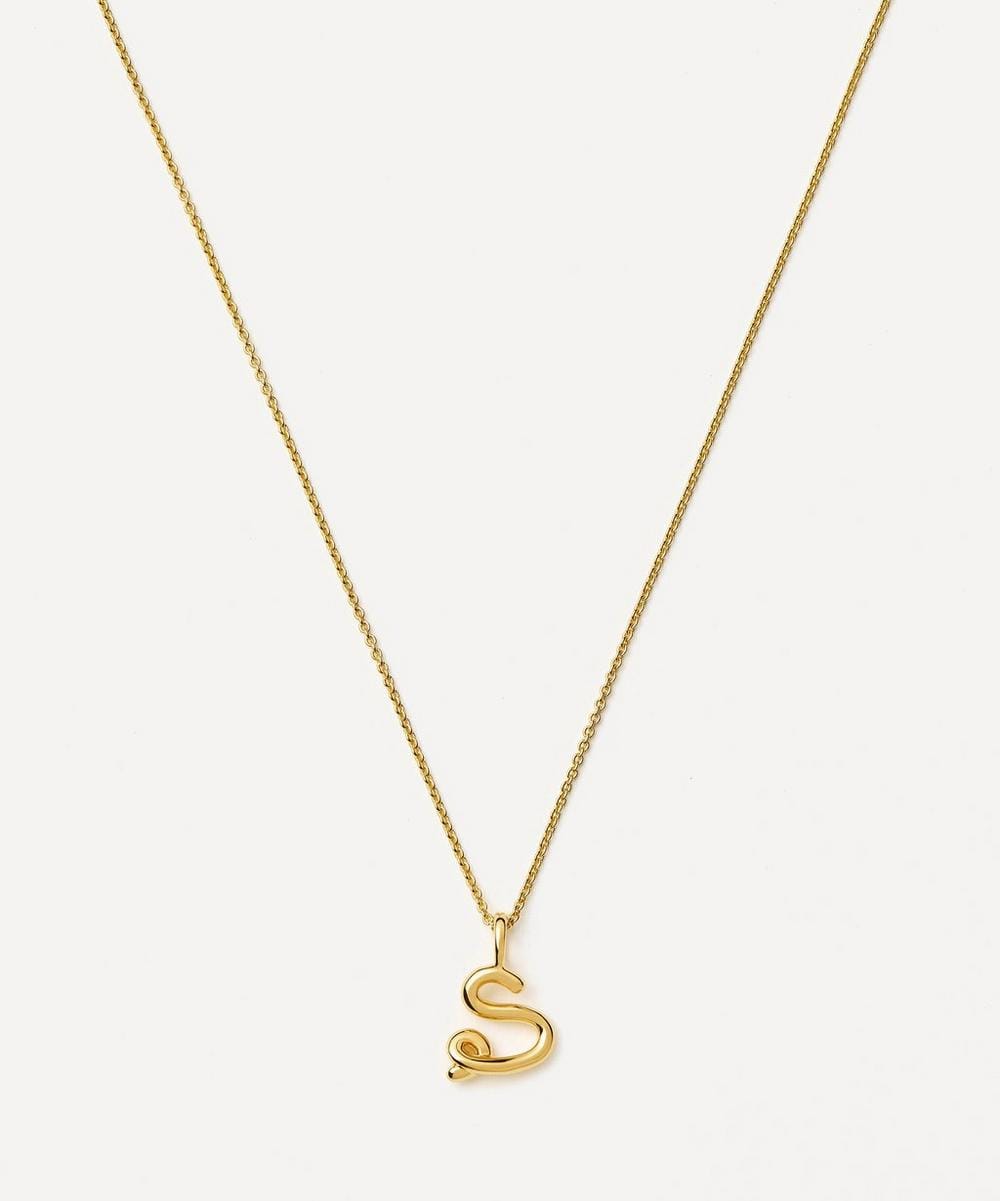 Missoma 18ct Gold - Plated Vermeil Silver Curly Molten Mini S Initial Pendant Necklace