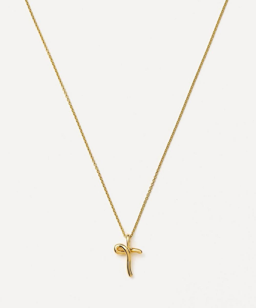 Missoma 18ct Gold - Plated Vermeil Silver Curly Molten Mini T Initial Pendant Necklace