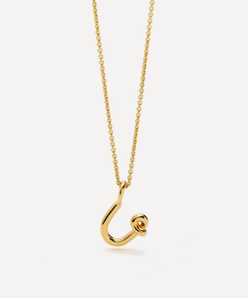 Missoma 18ct Gold - Plated Vermeil Silver Curly Molten Mini U Initial Pendant Necklace